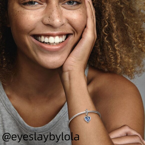 Pandora Celestial Shooting Star Heart Double Dangle Charm - Picture 3 of 5